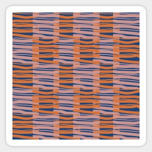 Contemporary Retro Orange Pink Blue Abstract Fibres Pattern Sticker